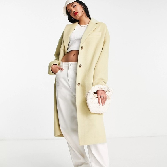 Topshop Jackets & Blazers - NWT Top Shop Light Green/Yellow Long Coat size 4